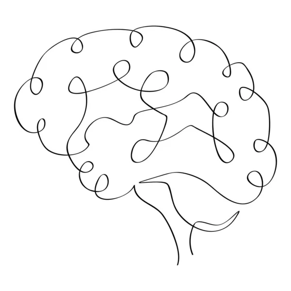 Jednoduchý Vektorový Náčrt Lidského Mozku Jednořádkové Umění Spojité — Stockový vektor
