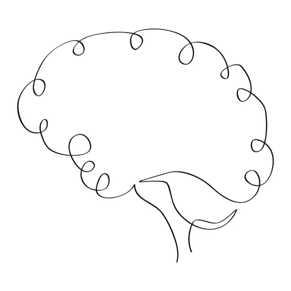 Simple Vector Sketch Human Brain Single One Line Art Continuous — Stock Vector