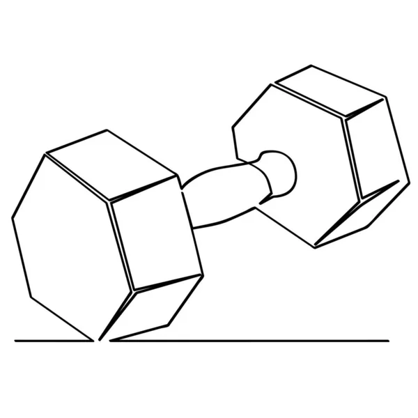 Simple Vector Sketch Hexagon Dumbbell Dumbbel Dumbell Single One Line — Stock Vector