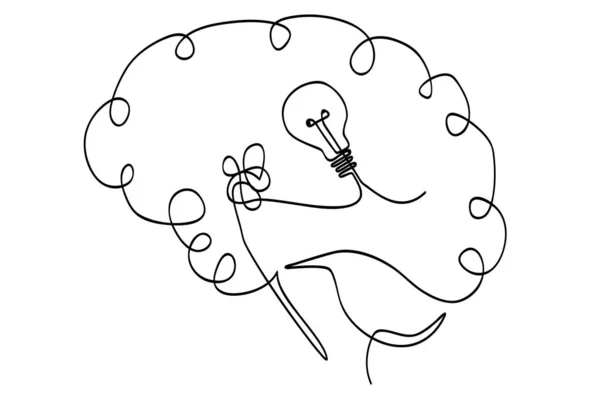 Idea Simple Del Cerebro Humano Del Bosquejo Del Vector Lámpara — Vector de stock