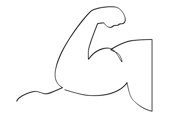 Simple Croquis Vectoriel Muscle Gros Biceps Triceps Une Seule Ligne — Image vectorielle