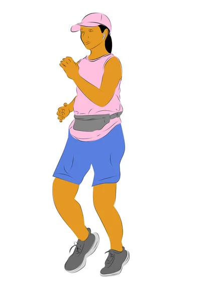 Žena Zahřívání Běh Běžec Jednoduchý Vektor Ručně Kreslit Náčrt Izolované — Stockový vektor