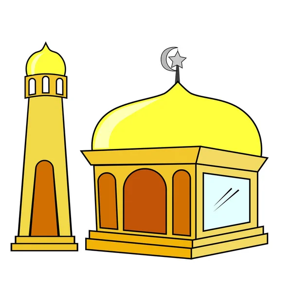 被白色隔离的简易病媒清真寺和塔楼 — 图库矢量图片