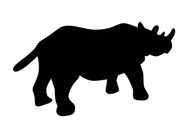 Простой Векторный Силуэт Носорога Изолированный Белом — стоковый вектор