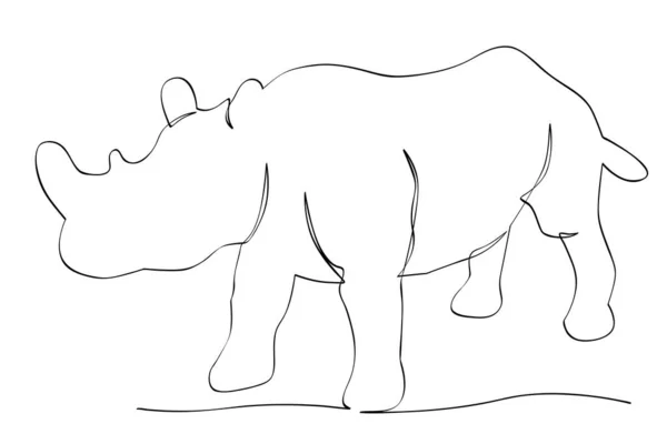 Simple Vector Hand Draw Sketch Rhinoceros Isolated White — Stock Vector