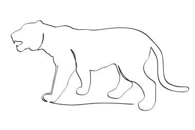 Basit vektör el çizimi kaplan veya büyük geyik, beyaz üzerine izole edilmiş.