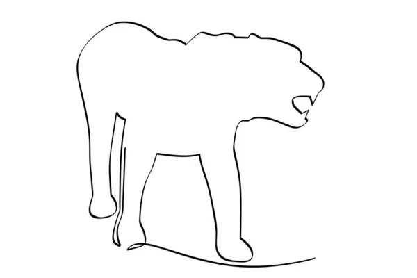 単純なベクトル手描きスケッチ虎や大きな鹿 白に隔離された — ストックベクタ