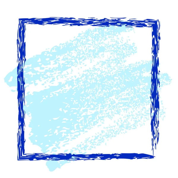 Jednoduché Modré Čtvercové Pozadí Ručně Kreslit Vektor Pastelky Rámeček — Stockový vektor