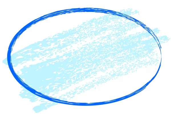 Simples Azul Oval Fundo Mão Desenhar Vetor Crayon Esboço Quadro — Vetor de Stock