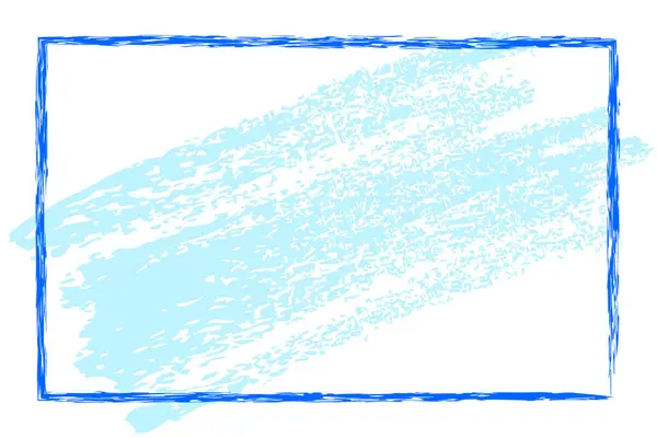 파란색 직사각 손으로 크레용 스케치 프레임을 그립니다 — 스톡 벡터