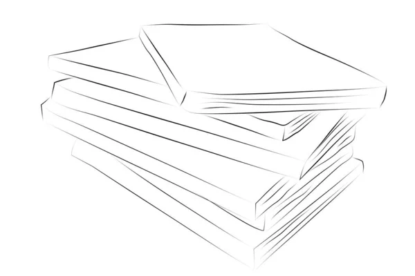 Simple Vector Hand Draw Sketch Stack Book — Stock Vector