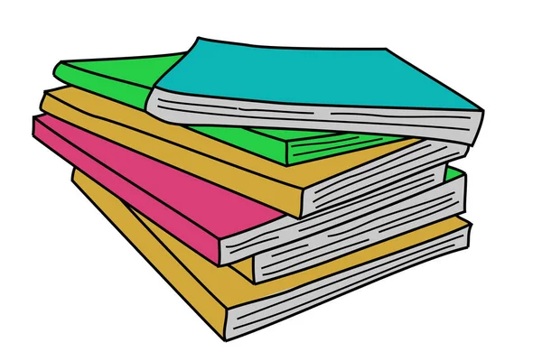 Simple Vector Mano Dibujar Bosquejo Pila Libro — Vector de stock