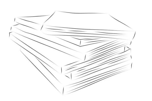 Simple Vector Mano Dibujar Bosquejo Pila Libro — Vector de stock
