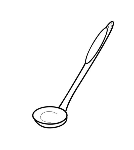 简单的病媒轮廓蔬菜勺 在白色上隔离 — 图库矢量图片