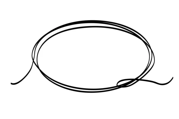 Frame Oval Simple Vector Hand Draw Black Vector Line Art — Stock Vector
