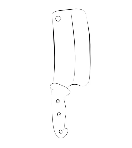 Basit Vektör Çizimi Kasap Bıçağı Beyaz Üzerine Izole Edilmiş — Stok Vektör