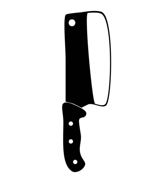 Простой Векторный Нож Мясника Силуэт Изолирован Белом — стоковый вектор