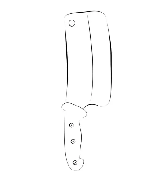Simple Vector Mano Dibujar Cuchillo Carnicero Boceto Aislado Blanco — Vector de stock