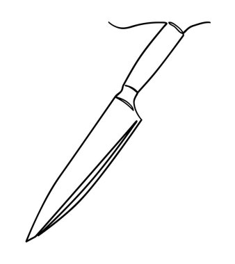 Basit vektör mutfak bıçağı, çizgi sanatı, sürekli, beyaz üzerinde izole.