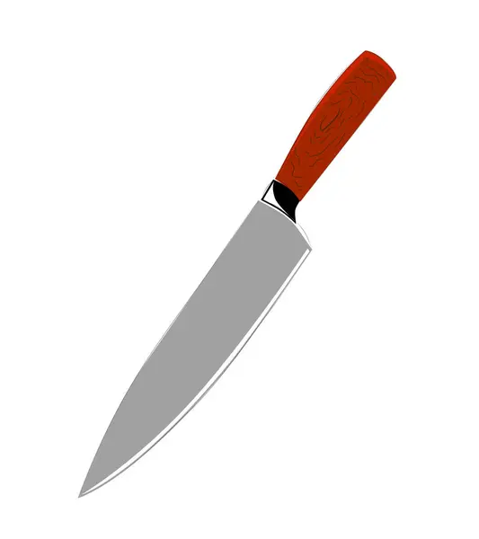 Простой Векторный Кухонный Нож Рука Рисовать Эскиз Линии Искусства Изолированные — стоковый вектор