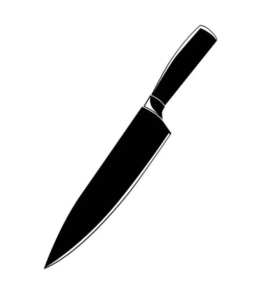 Простой Векторный Кухонный Нож Черный Силуэт Изолирован Белом — стоковый вектор