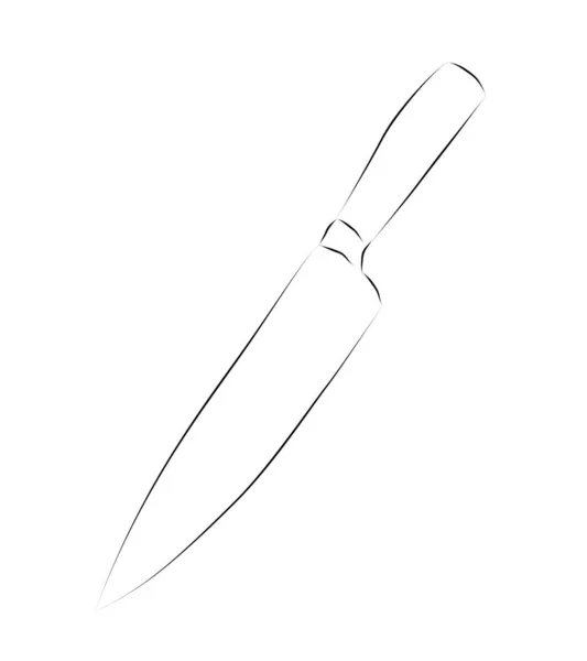 Простой Векторный Кухонный Нож Рука Рисовать Эскиз Линии Искусства Изолированные — стоковый вектор