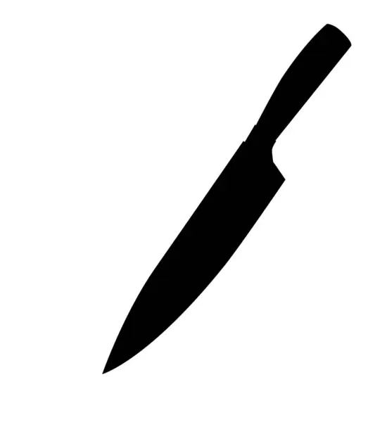 Простой Векторный Кухонный Нож Черный Силуэт Изолирован Белом — стоковый вектор
