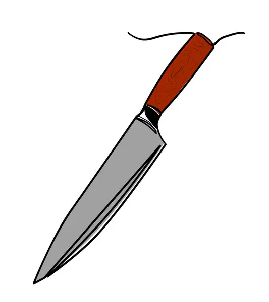 Простой Векторный Кухонный Нож Линия Искусства Непрерывный Изолированный Белом — стоковый вектор