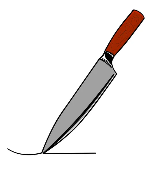 Простой Векторный Кухонный Нож Линия Искусства Непрерывный Изолированный Белом — стоковый вектор