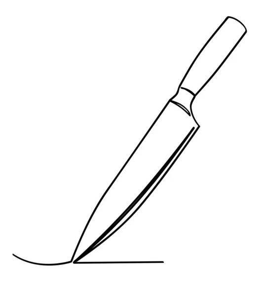 Jednoduchý Vektorový Kuchyňský Nůž Line Art Spojitý Izolovaný Bílém — Stockový vektor