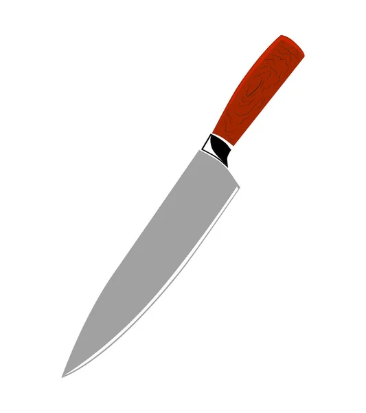 Простой Векторный Кухонный Нож Плоский Цвет Непрерывный Изолированный Белом — стоковый вектор