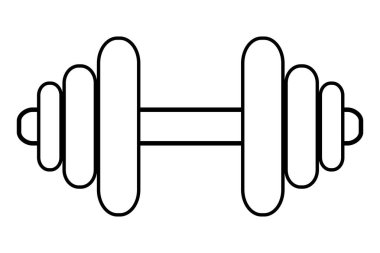 Basit ana hatlı vektör dambılı, beyaz üzerine izole edilmiş