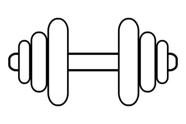 Basit ana hatlı vektör dambılı, beyaz üzerine izole edilmiş