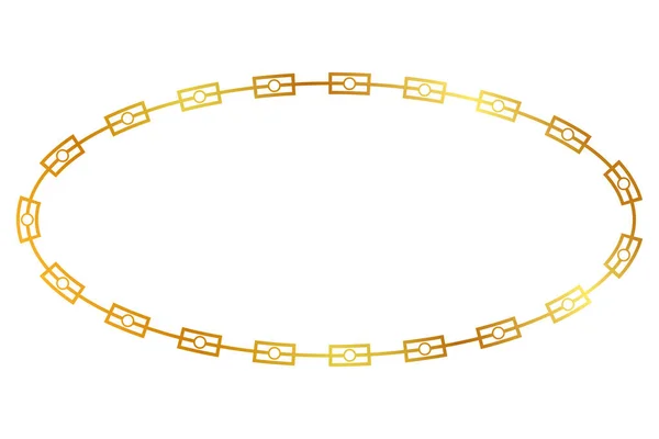 要素設計のための金のロープからの単純なベクトル チェーン楕円形フレーム — ストックベクタ