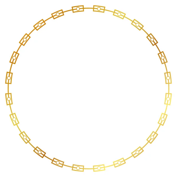 Simple Vector Chain Circle Frame Golden Rope Element Design — Stock Vector