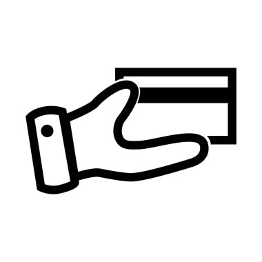 Basit vektör el tutuş kredi veya banka kartı beyaz üzerine izole