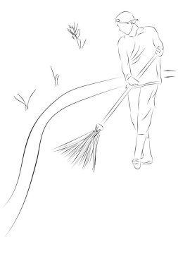 Park ya da yol yok, yüz temizleyici yok, basit bir el çizimi, beyaz üzerine izole edilmiş.