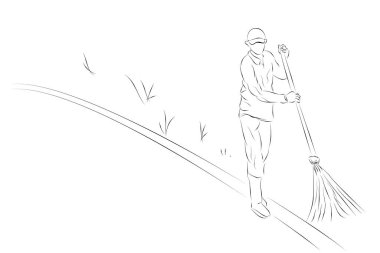 Park ya da yol yok, yüz temizleyici yok, basit bir el çizimi, beyaz üzerine izole edilmiş.