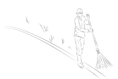 Park ya da yol yok, yüz temizleyici yok, basit bir el çizimi, beyaz üzerine izole edilmiş.