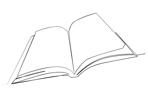 Простий Векторний Ескіз Відкритої Книги Один Рядок Мистецтва Безперервний — стоковий вектор
