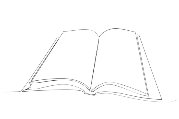 Croquis Vectoriel Simple Livre Ouvert Une Seule Ligne Art Continu — Image vectorielle