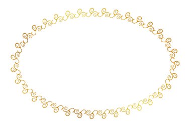 Basit, pürüzsüz vektör, altın oval el, çizim, çiçek sınırı.