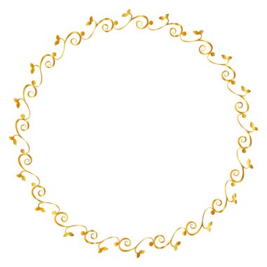 Basit kusursuz vektör, altın çember el. Çiçek kenarı çiz.