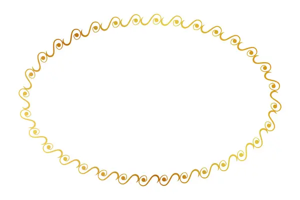 シンプルなシームレスなベクトル金の楕円形の手描きのスケッチの花の境界 — ストックベクタ