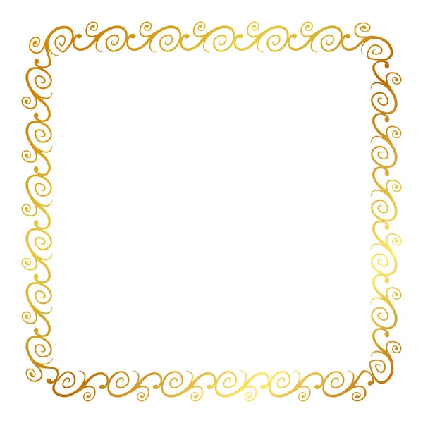 Einfache Nahtlose Vektor Gold Goldene Quadratische Hand Zeichnen Skizze Floralen — Stockvektor