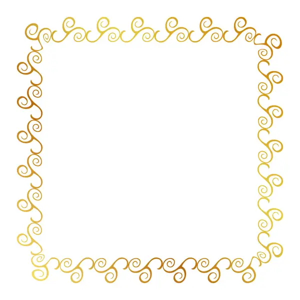 Einfache Nahtlose Vektor Gold Goldene Quadratische Hand Zeichnen Skizze Floralen — Stockvektor