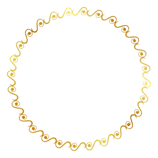 Jednoduchý Hladký Vektor Zlatý Zlatý Kruh Ručně Kreslit Náčrt Květinový — Stockový vektor