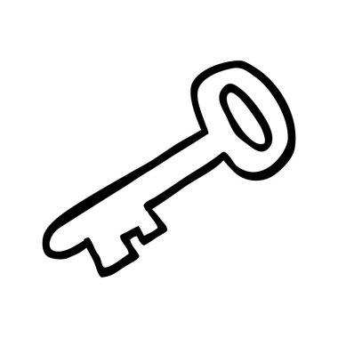 Basit vektör el çizim anahtarı, beyaz üzerine izole edilmiş.,