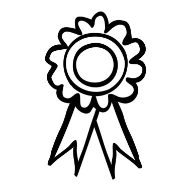 Basit vektör karalama el çizimi, bantlı rozet