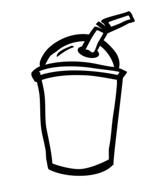 Basit karalama el çizimi vektör içki bardağı ve saman